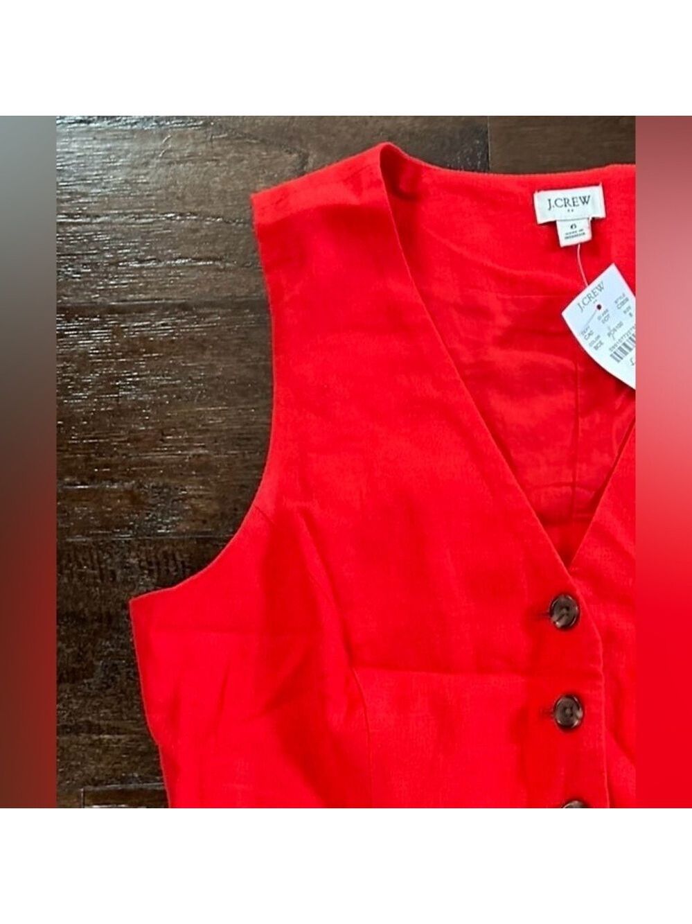 J.Crew-Button-front linen-blend vest, red size 6-NWT - Picture 15 of 15